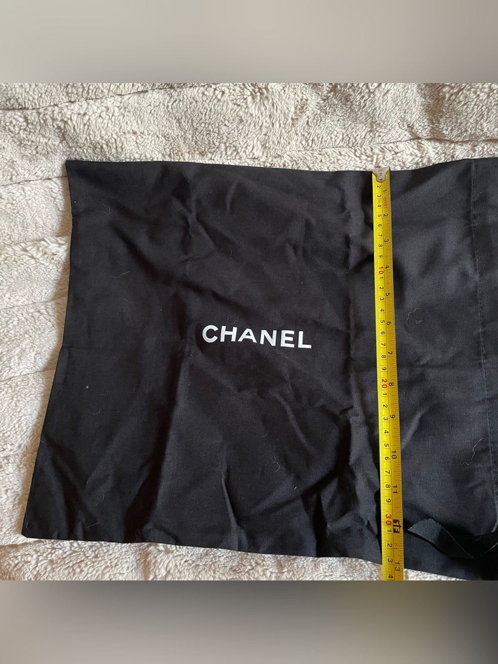 CHANEL Black Fabric Storage Bag with White Logo
